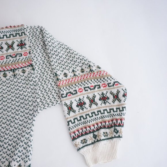 Vintage Cabin Creek Cream Green Fair Isle Sweater Cabincore Retro 80s/90s L - Picture 4 of 9